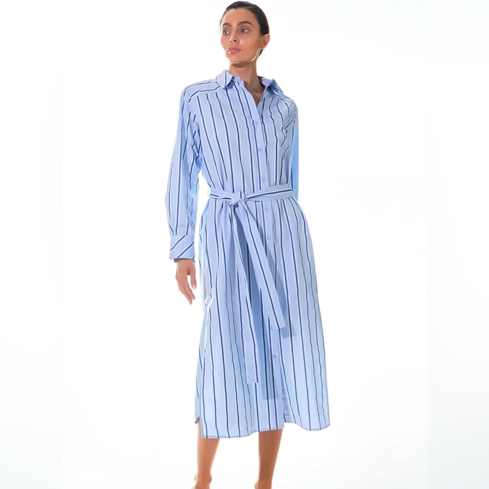 🔥 GREY LAB Striped shirt dress w/ belt loops and self belt. Perfect for Spring!